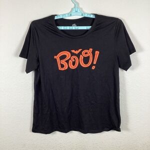 Celebrate Halloween Womens T Shirt Size XL Top Black Short Sleeve Crew Neck Boo